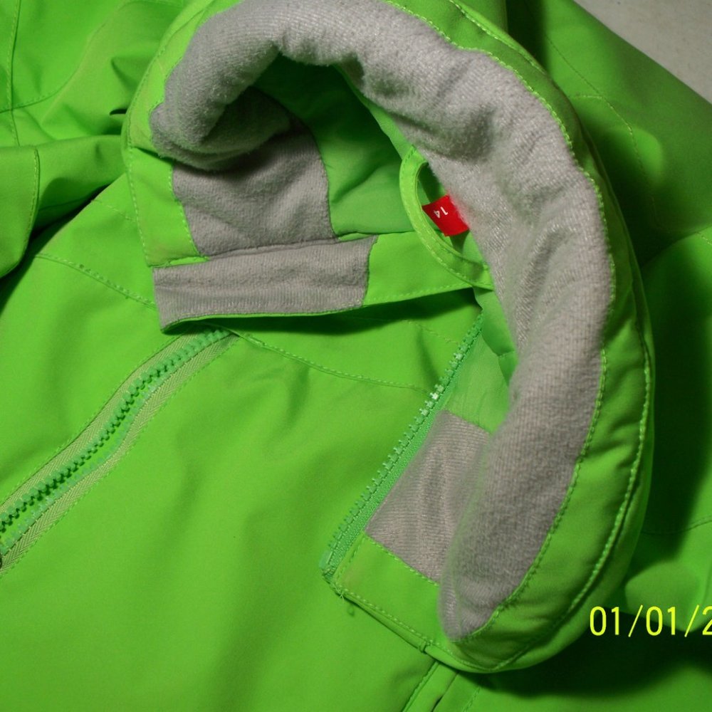 Girls Lime Green Spyder Ski Jacket Sz 14  BB1 - Picture 7 of 8